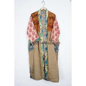 A2ZCraftBazar Peignoir Kimono en Soie Artisanale de Luxe pour Femme, Col en V, Manches Longues, Longueur Intégrale, Cordon de Serrage, Respirant, Hiver - Product Image 4