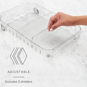 Organisateur de réfrigérateur à roulettes sans BPA, 9 pouces de large, avec séparateurs réglables et poignées, bac de rangement transparent pour réfrigérateur - Product Image 2