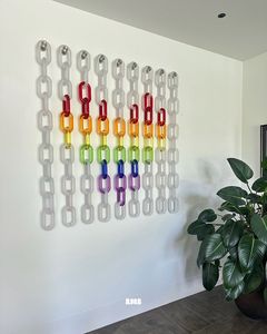 Rainbow Acrylic Chain Link Wall Art Modern Abstract Wall Sculpture 3D Contemporary Home Decor Statement Piece - Product Image 2
