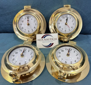 Brass Gold-Plated Polished <b>Digital</b> Printing Porthole Wall <b>Clock</b> Nautical Style Round Decorative Timepiece for Home Office Gift - Product Image 4