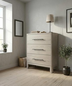 Contemporary High-End Design Sophisticated Gray Oak Chest of Drawers - 3-Drawer Storage Cabinet - Product Image 6