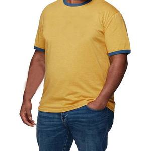 Plain Dyed Lightweight T-Shirt Regular Fit Ringer Jersey <b>Fabric</b> 100% Cotton Men's Clothing Plus Size <b>Yellow</b> Shirts - Product Image 5