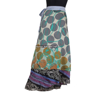 Falda cruzada sexy de última moda para mujer 2026 / Falda larga cruzada de seda. Mayorista de faldas cruzadas tipo sari vintage únicas. - Product Image 6