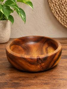 SOFIYA CRAFT Bol de service classique en bois poli naturel fait main, durable, écologique, pour salades, fruits, collations, vaisselle de cuisine - Product Image 1