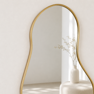 Gold Irregular Full Length Wall Mirror Modern Organic Shape Metal Frame Decorative Mirror for Bedroom Living Room House Decor - Product Image 4