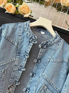 2026 Women Denim Jacket Autumn Winter Short Jean <b>Coat</b> Casual Blue Vintage Outerwear Fashion Button <b>Tops</b> Washed 100% Cotton - Product Image 2