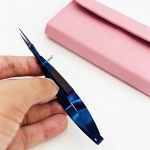 Purple Plasma Stainless Steel Brow Cosmetic Tweezers Scissor Set Customized Hair Plucking Beauty <b>Tools</b> Pink <b>Leather</b> Pouch Logo - Product Image 4