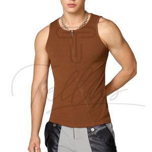 Men's Custom Breathable Knitted Solid Spandex/Polyester Digital Printed Casual Tank <b>Tops</b> Crew Neck Loose Fit Yoga Gym Wear - Product Image 5