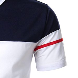 Polo de punto de manga corta con bloques de color blanco para hombre, estilo casual, MOQ bajo, camisetas polo para hombre, ropa de hombre - Product Image 4