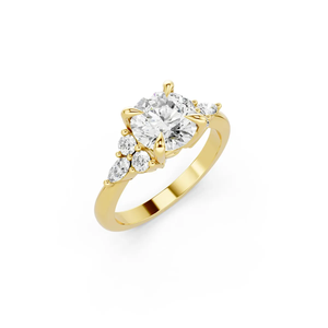 Anillo de Compromiso de Oro de 10 Quilates con Diamante Cultivado en Laboratorio, Anillo de Propuesta Romántico con Acento de Piedras Laterales, Anillo de Aniversario para Mujer - Product Image 6