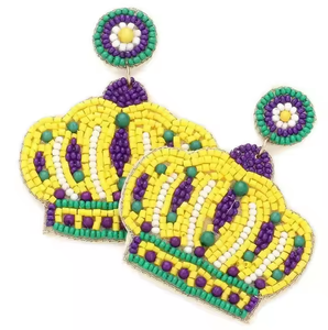 Crown Shaped Beaded Embroidery <b>Earrings</b> Bey Beaded Bee <b>Earrings</b> Queen Bee From India <b>Handmade</b> <b>Earrings</b> for Women - Product Image 3