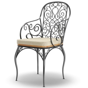 KHP Traditional-style European Wrought Iron <b>Garden</b> Chair Rust-resistant Easy Move Painted Finish Eco-Friendly Outdoor - Product Image 1