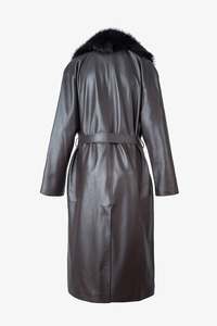 เสื้อโค้ทยาวหนังแท้ Eoin Winston Sports พร้อมปกขนสัตว์และเข็มขัดรัดเอว รุ่น Ews0004 - Product Image 2