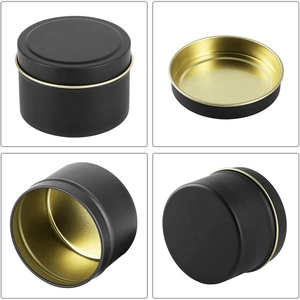 New Design 4oz 2-colored Eco-friendly Customizable Modern Art Wedding Bowl Bulk Metal Candle <b>Jars</b> Lids Matte Black PVD Gold - Product Image 2