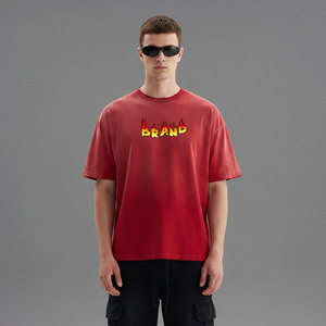 Premium Oversized 100% Cotton Worsted Loose Drop Shoulder Short Sleeve T-Shirt Heavyweight Breathable Streetwear men's T-Shirt - Product Image 4