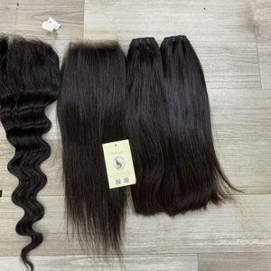 Cheveux humains vietnamiens bruts 5x5 HD closure Wavy Straight Bundles Double Drawn Weft Extensions - Product Image 4