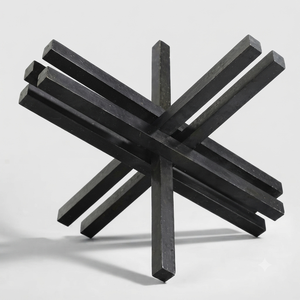 Escultura de Barra Cuadrada de Metal Negro Hecha a Mano, Objeto de Arte Geométrico Industrial Moderno, Decoración de Mesa, Centro de Mesa para Sala de Estar - Product Image 1