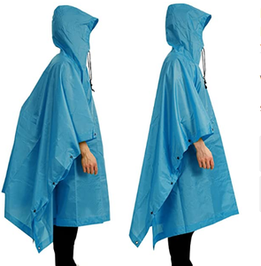 Unisex Waterproof Rain <b>Poncho</b> Hooded Long Loose Fit Adult Outdoor Clothing 100% Polyester Solid Color All Seasons - Product Image 5