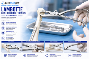 Pinzas para Sujetar Huesos ZETOMEDPRO LAMBOTTE, Longitud Ajustable 21.6 cm (8-1/2 pulgadas), Modelo MA-13-159, Certificación CE - Product Image 3