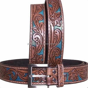 Western Style Handcrafted <b>Men's</b> <b>Leather</b> Hand Tooling <b>Belt</b> With Floral Carving High Quality Craftsmanship Tooled <b>Leather</b> <b>Belts</b> - Product Image 6