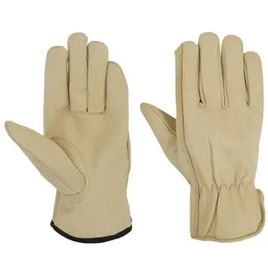 Vente en gros de gants de travailleur de camion de conduite blanc jaune fendus de vache pour hommes gants de conducteur en cuir de vachette de 10 pouces sécurité