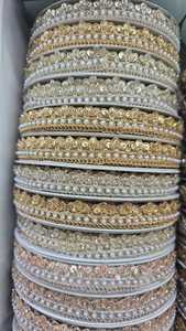 <b>Indian</b> Ethnic Beads Embroidery Golden Lace Polyester Metallic Washable From Gujarat Deals in Wholesale - Product Image 5