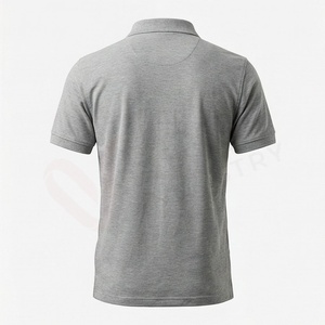Polo pour homme gris à manches courtes 100% coton, décontracté, respirant, coupe classique, design tricoté uni - Product Image 2