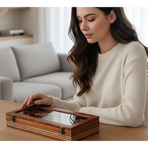 Caja de Madera de Lujo para Relojes, Estuche de Exhibición para Hombres y Mujeres, Organizador de Almacenamiento de Relojes de Madera Premium con Tapa de Vidrio de AYAANS - Product Image 4
