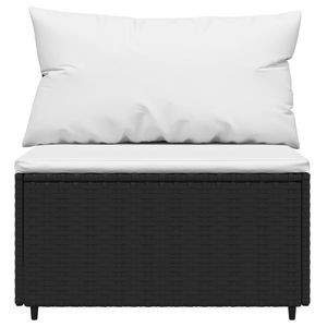 Canapé central de patio noir avec coussins blancs pour mobilier de jardin - Product Image 3