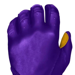 Purple PU Leather Batting Gloves With Padded Palm <b>Hook</b> And Loop Closure Unisex Adult Training - Product Image 4