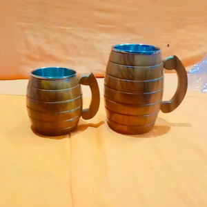 Eco-Friendly Polished Wooden Viking <b>Mug</b> with Hand Carved Engraving and Animal Design-Valentine's Day & Halloween Gift - Product Image 1