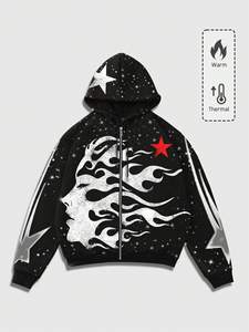 Sweat-shirts à capuche zippés pour hommes, imprimés graphiques, coton lourd 400 GSM, streetwear, fabricant de vêtements en gros OEM - Product Image 1