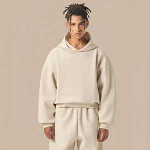 Sweat à capuche double en coton épais, coupe oversize et courte, style streetwear, pour homme, en molleton, avec logo personnalisé - Product Image 4