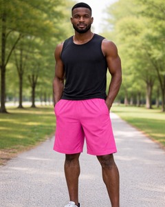 Pantalones cortos unisex de poliéster 100% ligeros, de bajo MOQ, teñidos en color liso, estilo fitness para la temporada de verano, para uso en exteriores y gimnasio, para hombre. - Product Image 1