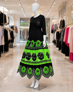 Women's High Quality Floral Embroidered Cotton Hawaiian Islander Skirt Latest Guam Micronesia Design Sequined for Summer - Product Image 1