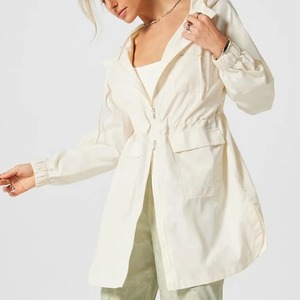 Chaqueta Larga con Capucha y Cremallera para Mujer, Estilo Utilitario, Manga Larga, Tejido de Poliéster, para Primavera - Product Image 3