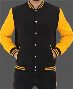 Blouson universitaire personnalisé OEM pour homme, blouson universitaire épais avec poches boutonnées, blouson de baseball brodé unisexe style Letterman pour collège - Product Image 4