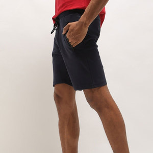 Shorts Bermuda en coton bleu marine pour homme, taille mi-haute, cordon de serrage, style décontracté avec poches - Product Image 2
