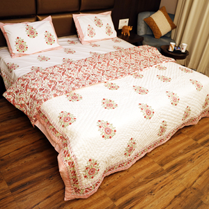 Bohemian Floral Print Organic Cotton <b>Quilt</b> <b>Bedspread</b> Soft Touch Woven Queen Size Handmade Bedding Set Washable Home Use - Product Image 5