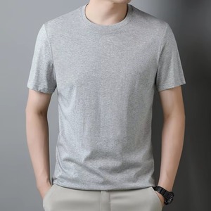 เสื้อยืดแขนสั้นผู้ชายผ้าฝ้ายหวีสีพื้นเรียบง่ายสไตล์ลำลองสำหรับฤดูร้อน  ขนาดใหญ่พิเศษ  ออกแบบโลโก้ตามสั่ง OEM - Product Image 1