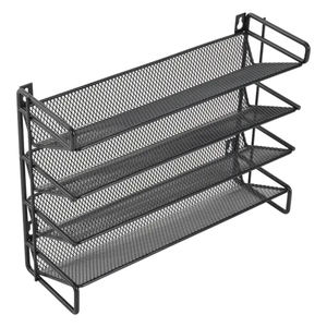 ตู้เก็บของแบบตาข่ายโลหะ 4 ชั้น ปรับแต่งได้ ใช้ได้ทั้งแบบตั้งพื้นและติดผนัง สำหรับเก็บเครื่องเทศและขวดเครื่องปรุงรส - Product Image 1