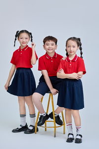 เสื้อโปโลนักเรียน (สีแดง) เด็กประถม 男女  ผ้าโพลีเอสเตอร์ผสมสแปนเด็กซ์  ถัก 50D FMF ชุดนักเรียน - Product Image 4