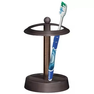 Stainless Steel Countertop Toothbrush Holder Stand <b>Bathroom</b> Organizer Rustproof Design Eco-Friendly Two-piece In Gold - Product Image 6