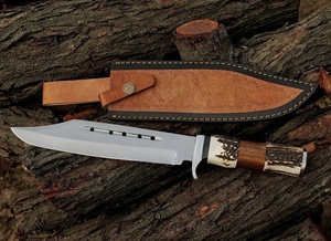 Cuchillo Bowie Hecho a Mano por Pasha Enterprises, Grado Industrial, OEM, Personalizable, Hoja Fija de Acero de Damasco para Caza y Camping, Mango de Asta de Ciervo - Product Image 2