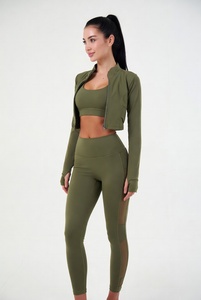 HIGH QUALITY Fitness Blank Ladies Sport Custom Yga Set <b>Crop</b> Top Yoga Wear <b>Legging</b> Women 3 Piece Yoga Sets Set Women2026 - Product Image 3
