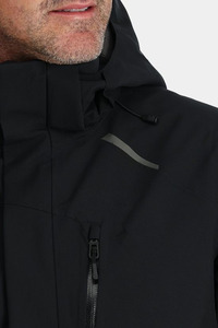 Chaqueta Acolchada con Capucha para Hombre, Negra, Impermeable, Cortavientos, Ropa de Invierno, Relleno de Poliéster, Cierre de Cremallera, Estilo Deportivo - Product Image 3