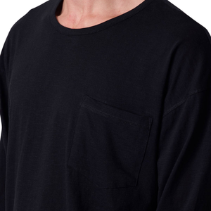 Men O Neck <b>Long</b> Sleeve <b>T</b> <b>Shirt</b> Chest Patch Pocket Loose Fit Plain Casual Streetwear Wholesale Custom OEM Cotton Jersey Tee <b>Shirt</b> - Product Image 3