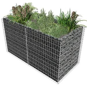 Cama elevada de acero Gabion 70,9 "x 35,4" x 39,4 "Plata para macetas y jardineras - Product Image 1
