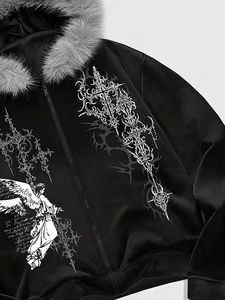 Sudadera con capucha extragrande para hombre, con estampado DTG, estilo streetwear, para uso casual, moda moderna, precio económico, precio al por mayor. - Product Image 3