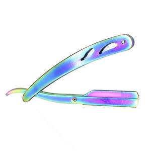 Outils de rasage pour hommes, rasoir et lames, couteau à raser pliant noir antique, porte-rasoir droit en acier inoxydable - Product Image 6